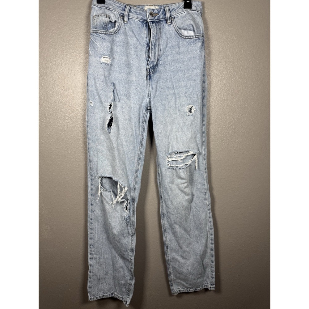 PacSun Jeans Womens 28 Blue 90s Boyfriend Hi Rise Straight Light Wash Distressed